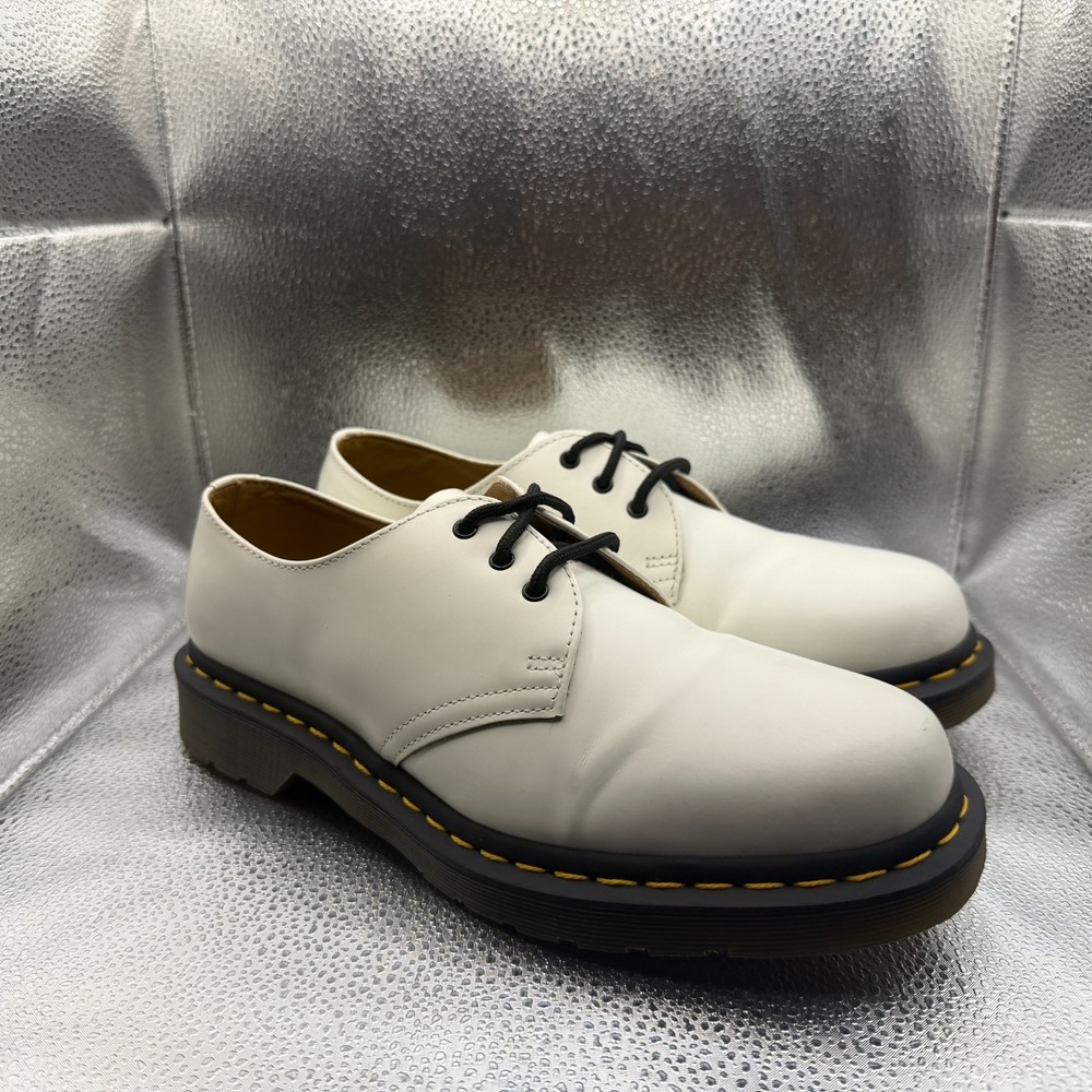 Size 8 Dr. Martens‎ 1461 Smooth Patent Leather White Lace-Up Oxford Shoes